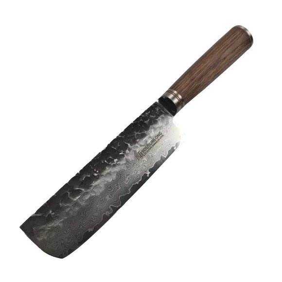 YOUSUNLONG 67 Layers Damascus Steel 6.5-Inch Nakiri Knife Oak Wood Handle NEW - Picture 1 of 7